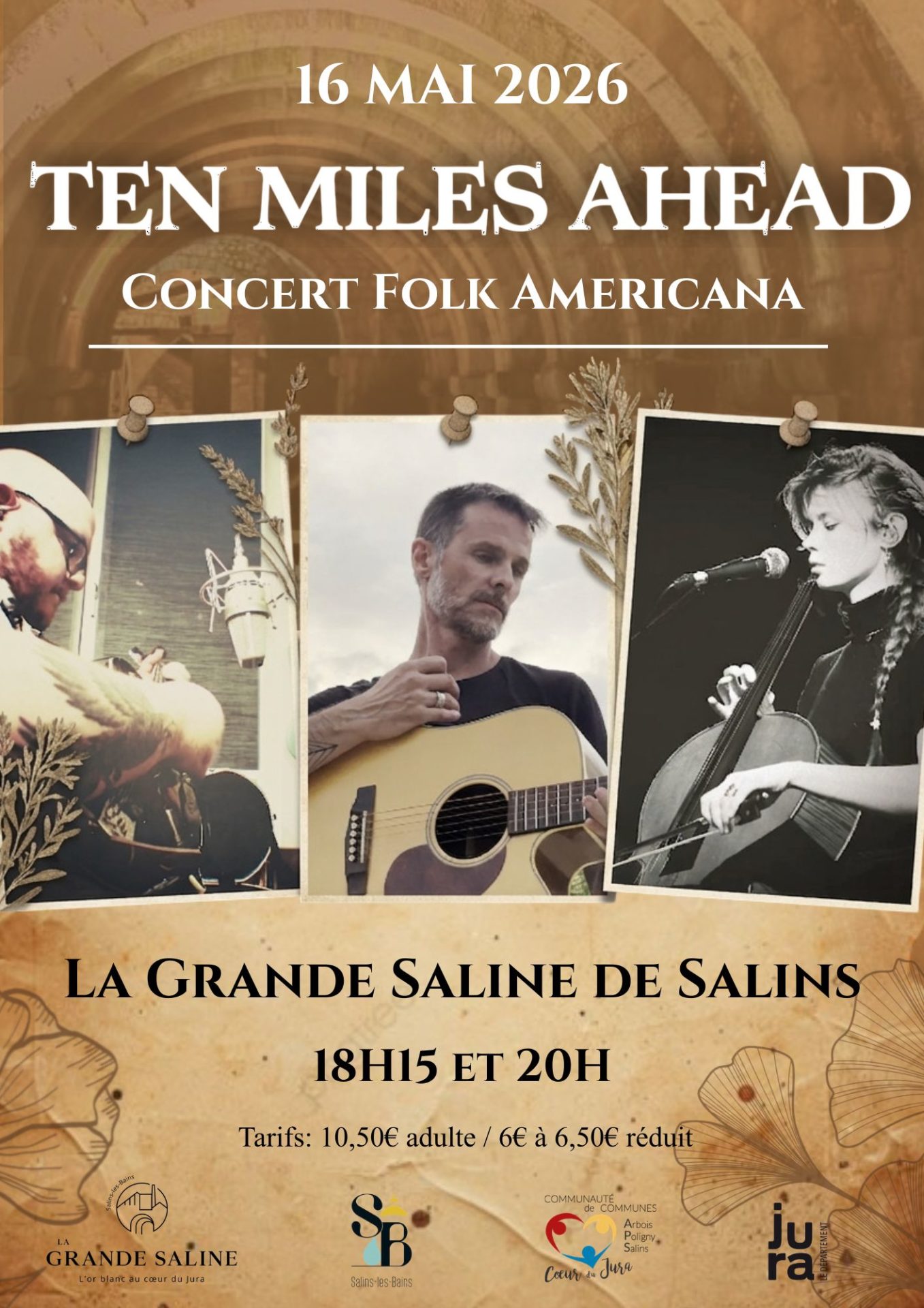 Affiche du concert de Ten Miles Ahead, folk americana